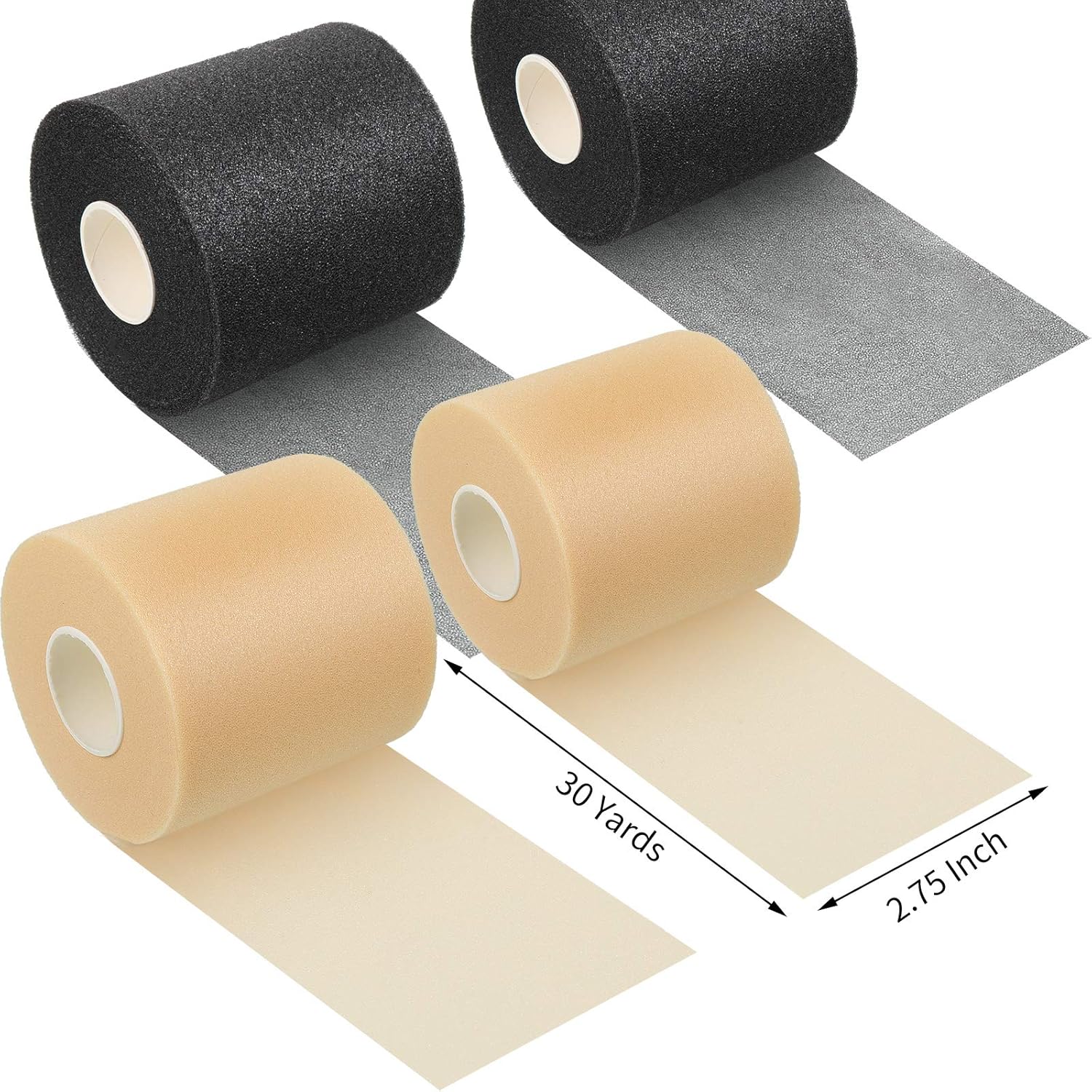 4 Pieces Foam Underwrap Athletic Foam Tap Sports Pre-wrap Athletic Tape for Ankles Wrists Hands and Knees, 2.75 x 30 Yards (Black and Beige): Sports & Outdoors