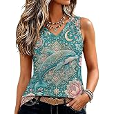 Bozfoxa Womens V Neck Tank Top Sleeveless Workout Shirt Purple Jellyfish | Fine Ribbed Fabric, Soft Stretch Comfort, Breathable Light Fit, No Shrink Easy Care, Yoga Running Gym, Casual Travel Wear