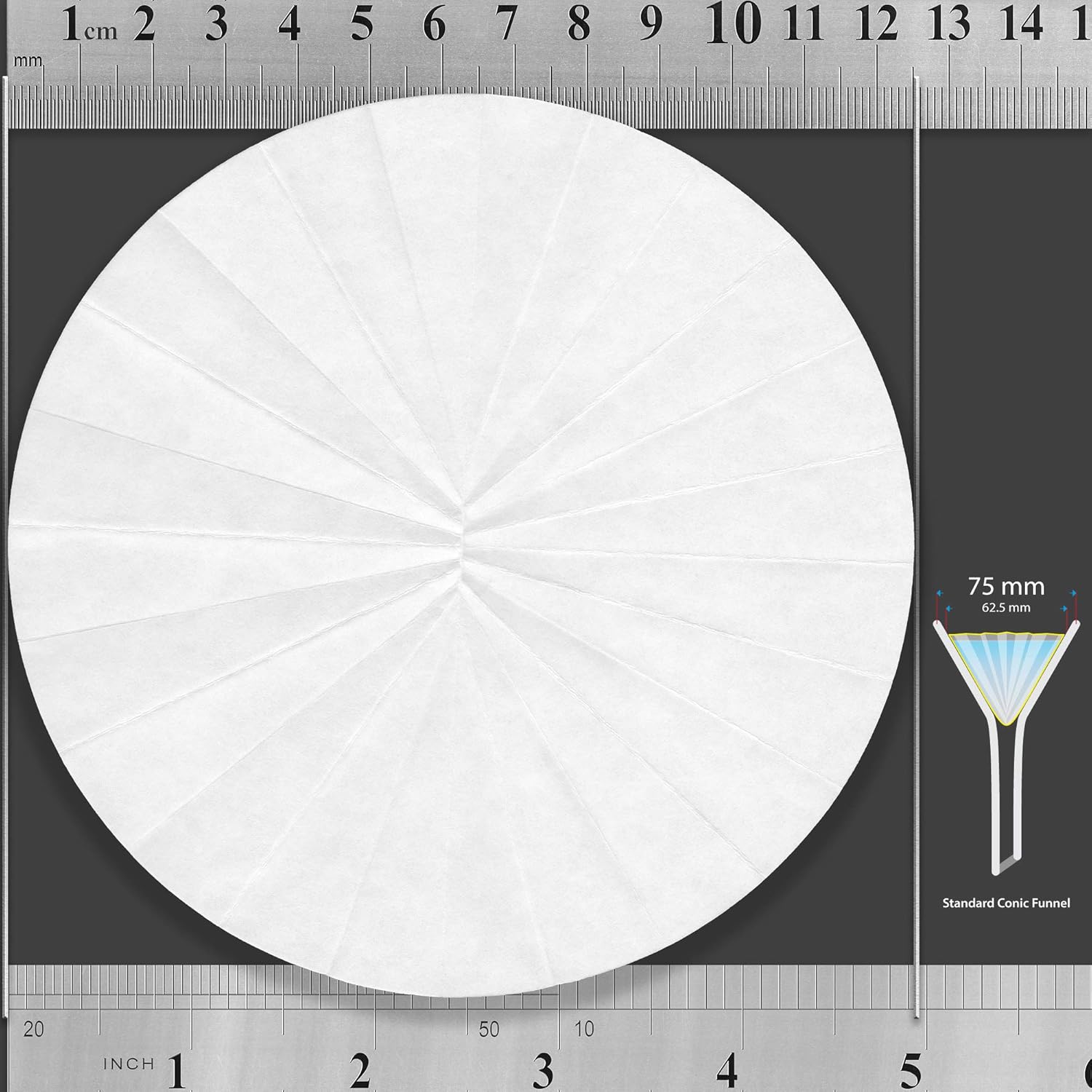 15 cm Fluted Filter Paper Qualitative Grade 4 Folded PrePleated