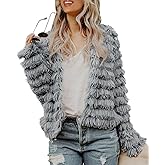 Inorin Womens Fall Open Front Cardigan Faux Fur Coat Vintage Parka Shaggy Jacket Warm Coat Tops