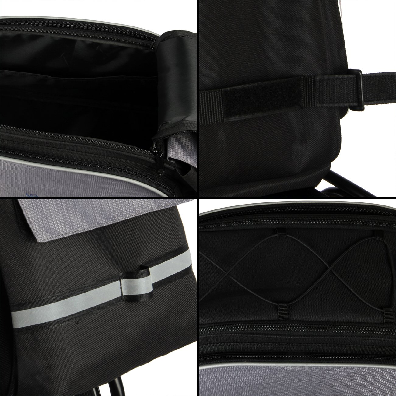 Pelle Telaio Borsa per Bicicletta Triangolare Borsa Nera Fatto a Mano