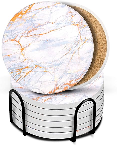 Coffee Table with White Marble Pattern 