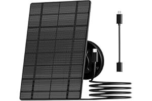 ZUMIMALL 3W Solar Panel for Outdoor Camera Wireless Camera,X2/X1/F5, IP66 Waterproof Solar Panel with 10Ft Type C Charge Cable, Power Supply for Security Camera（Type C Port）