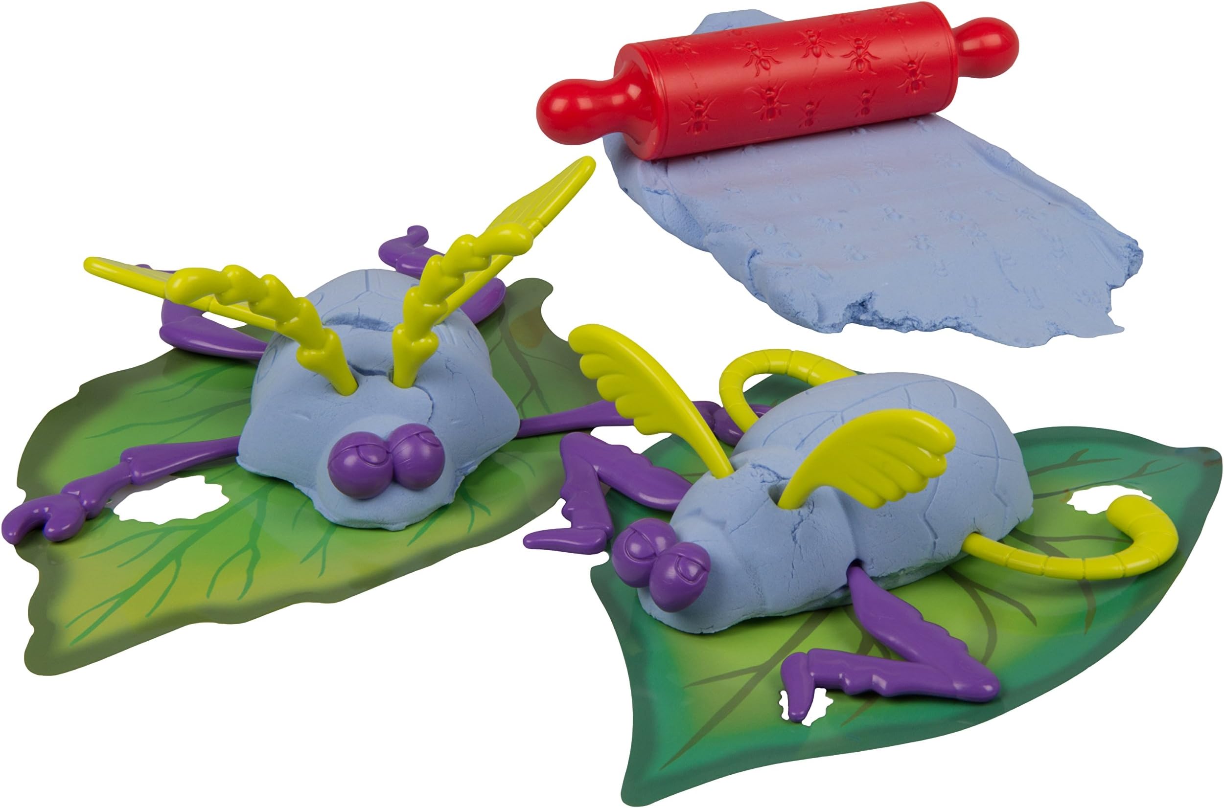 Floof Modeling Clay - Color Changing Indoor Snow - Big Bug World Includes Bug Molds, Ant Roller, Leaf Play Mats, and Color Activation Wand.