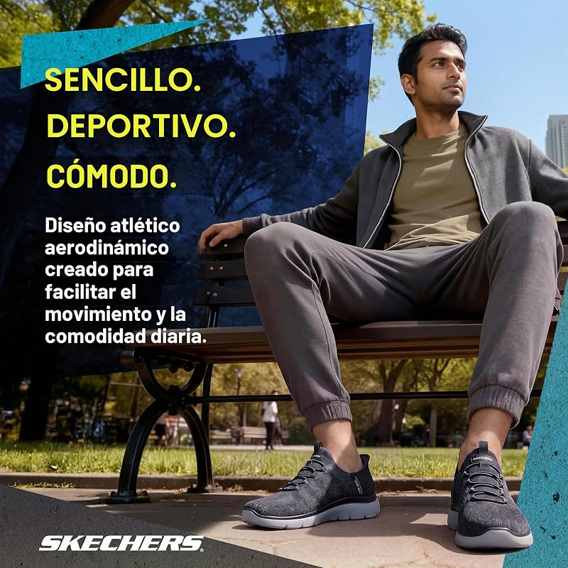 Hombre Summits Key Pace Slip-In ENTRENADOR, Charcoal Mesh/Black Trim, 43 EU