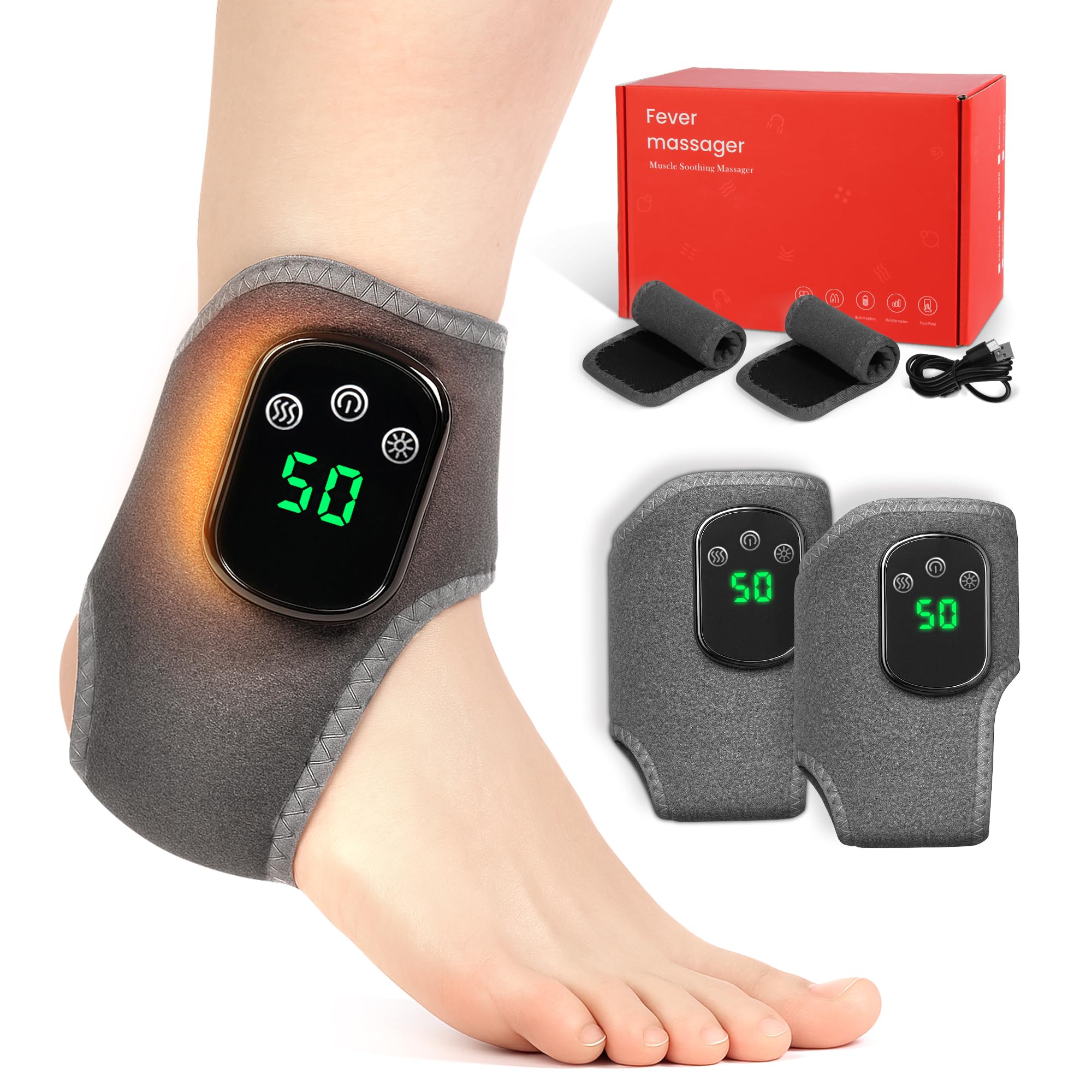 Photo 1 of Inknows Foot Triple Method Massager - Cordless Portable Foot and Ankle Massager with 3D Heat Wrap, Adjustable Fit & Soothing Vibration Foot Massagers, Ideal Gift for Parents – Gray