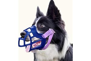 Dog Muzzle, OKKIC Basket Muzzle Anti Biting Chewing, Sturdy Lightweight Muzzle Allows Panting Drinking,Muzzle for Small Medium Large Dogs, Suitable for Grooming Trimming Training (Blue, Size3)