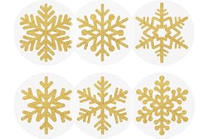 Anwyll Christmas Snowflake Stickers - 600Pcs 1.5Inch Winter Snowflake Stickers Gold Foil Clear Happy Holiday Snow Flake Sticker Self Adhesive Xmas Envelope Seal Label Sticker for Cards Crafts(6Design)