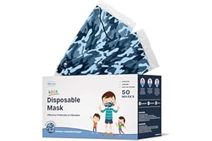 WECARE Disposable Face Masks For Kids, 50 Camo Face Masks, Individually Wrapped