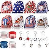 Talltalk 48 Pcs Baseball Party Favors Baseball Gift Goodie Bags Sports Team Gifts with Drawstring Backpack Snacks Candy Treat Bags Wristband Keychain for Sports Birthday Party Supplies Decor