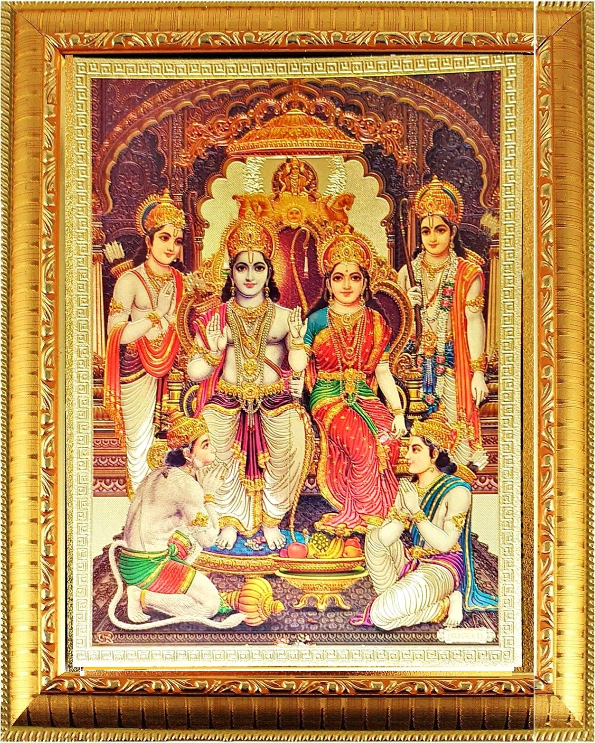 SUNINOW Lord Shri Ram, Laxman, Sita and Hanuman Hindu God Photo Frame