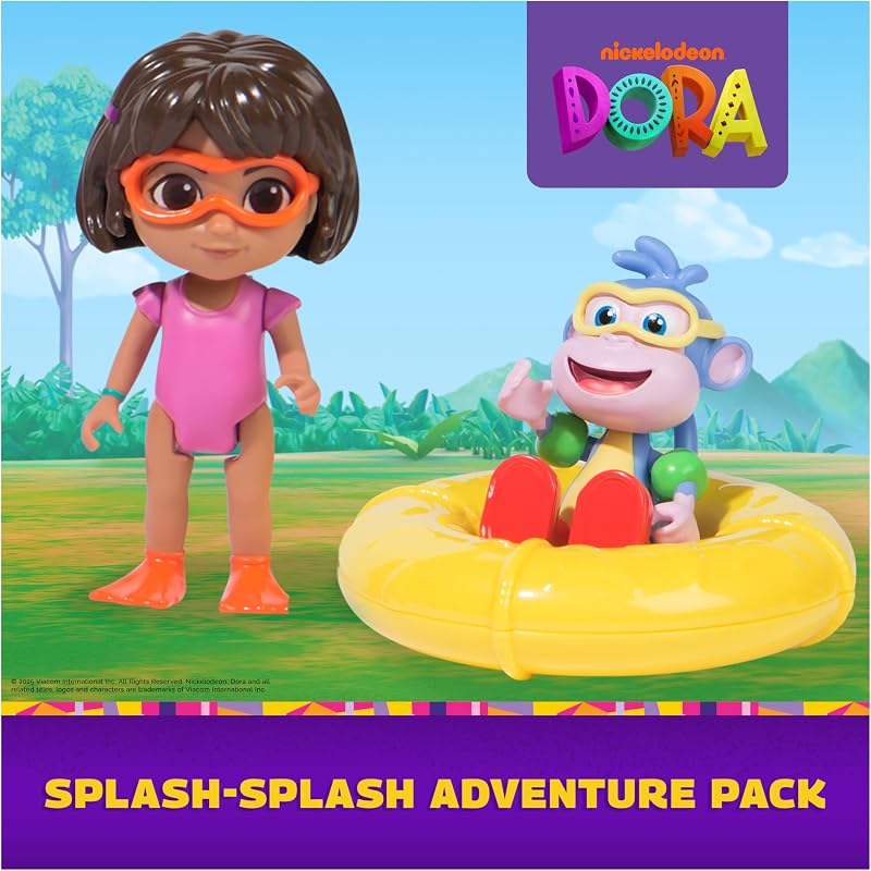 LA EXPLORADORA - Pack de Aventura Acuática Dora y Botas: 2 Figuras Articuladas + Flotador de Juguete - 6073670 - Juguetes Niña 3 años + - Regalo Niña 3 años + - Juegos Infantiles