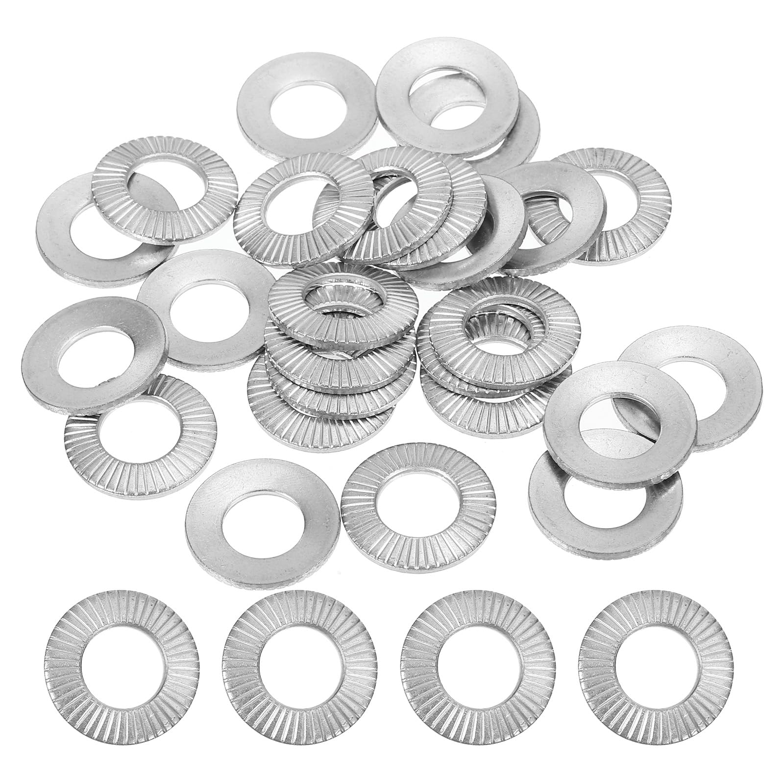 PATIKIL 304 Stainless Steel Flat Washers, 40 Pack M10x20mm Belleville Spring Disc Washer Conical Knurled Metric Gasket for Automotive Industrial Construction