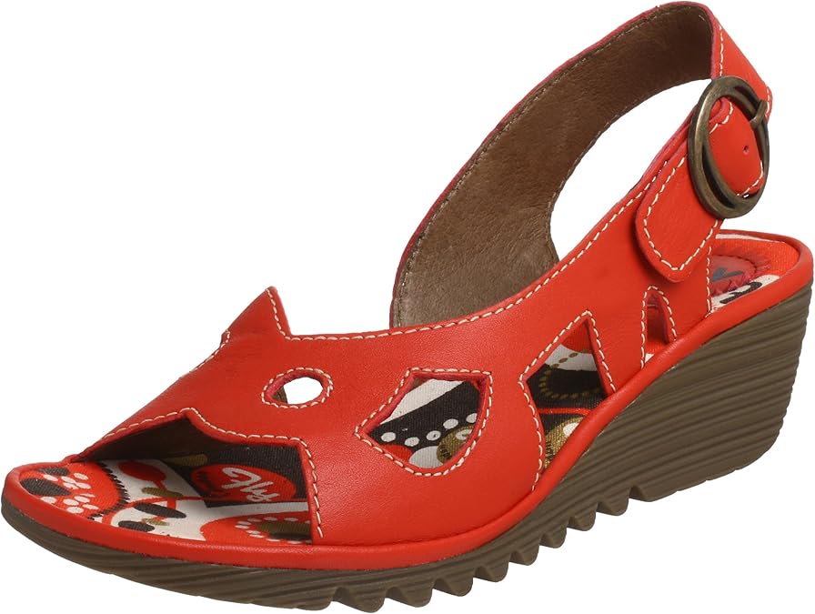 Amazon.com | FLY London Women's Osti Wedge Sandal, Devil Red, 38 EU (US Women's 7 M) | Platforms 