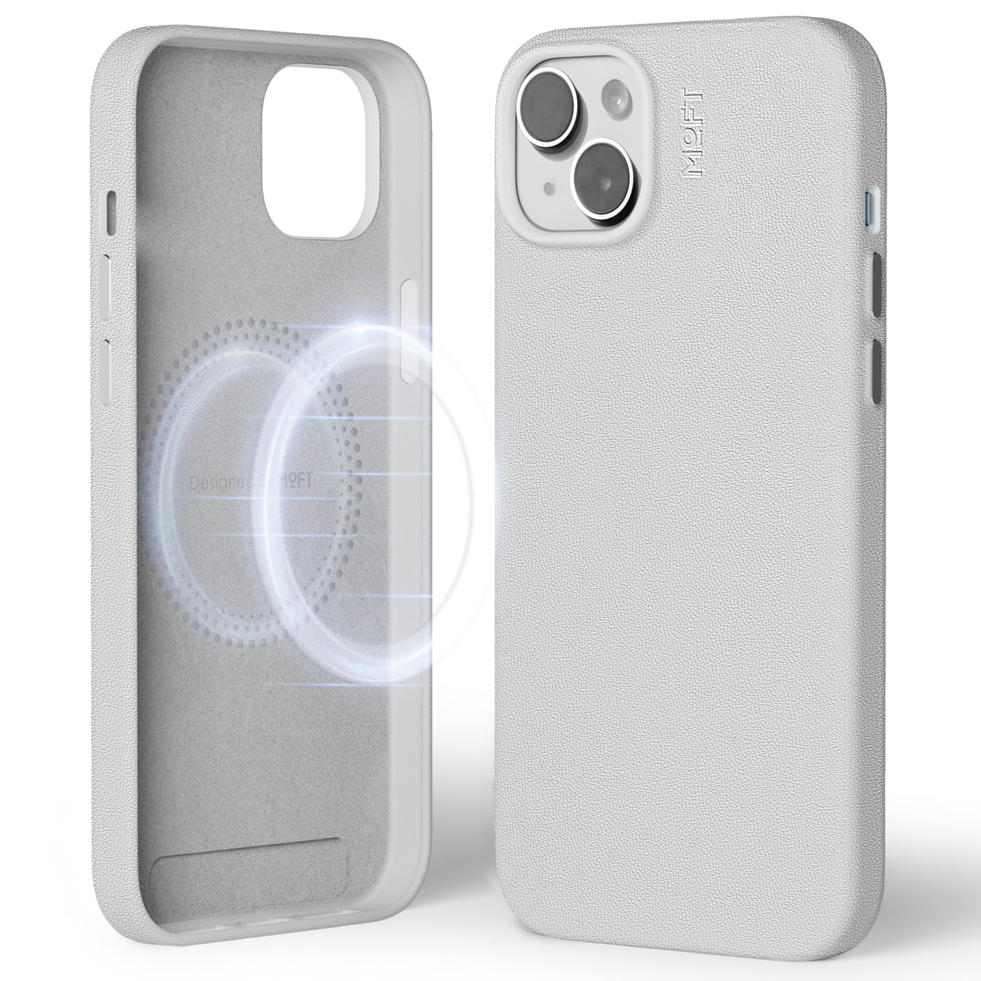 MOFT Magnetic Case for iPhone 15 Plus Compatible with MagSafe, MOVAS Vegan Leather Case Cover, Touch Sensation, Color Retention, Scratch & Stain Resistant, Easy to Clean, Misty Cove — image 1