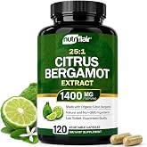 NutriFlair Organic Citrus Bergamot 1400mg, 120 Capsules - 25:1 Bergamia - Essential Oil and Citrus Bioflavonoids - Natural Heart Health Supplements for Women and Men - Non-GMO Pills