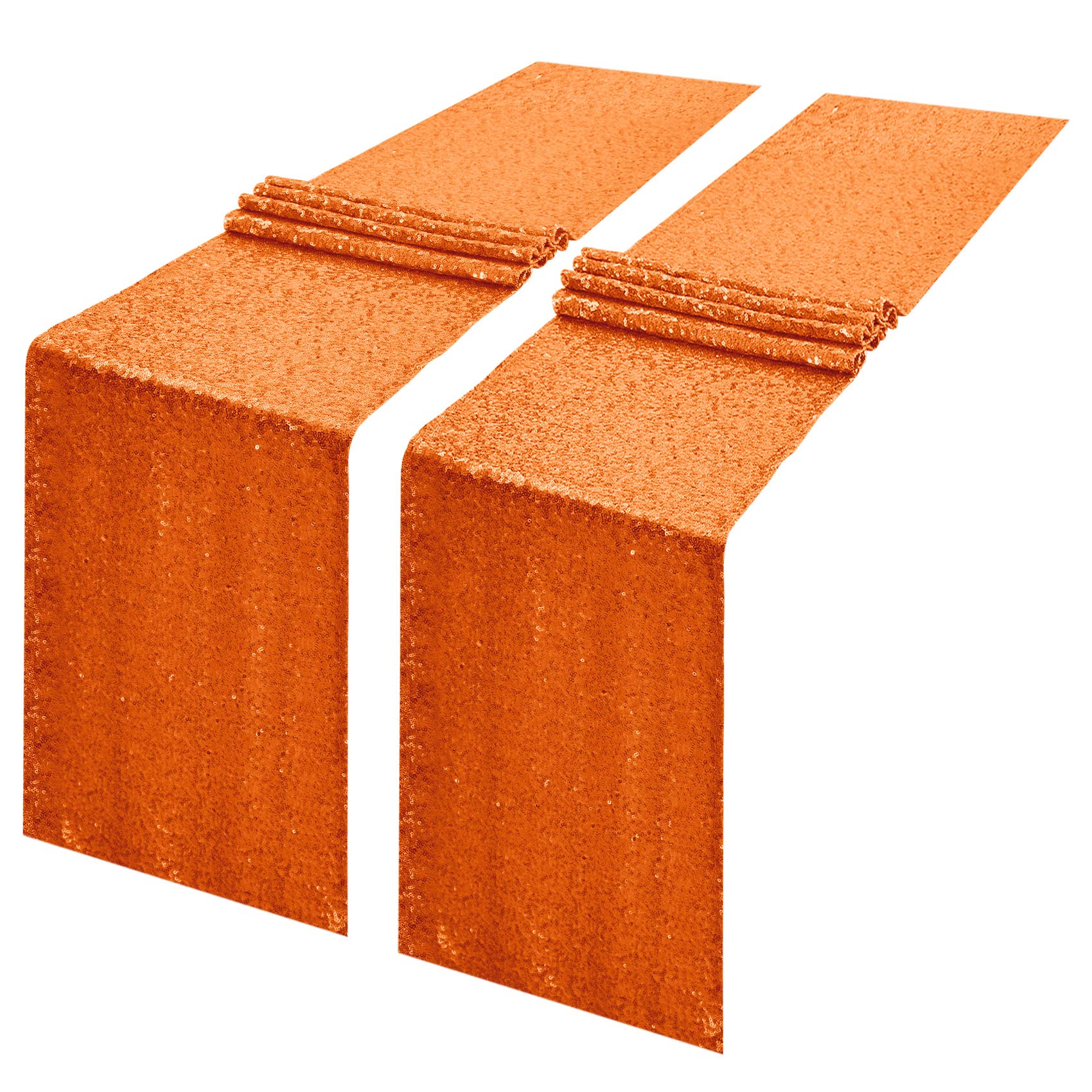 Photo 1 of 2 Packs 12 x 108 inches Orange Sequin Table Runner, Glitter Orange Table Runner for Wedding Birthday Bachelorette Holiday Party Supplies Decorations Bridal Shower Baby Shower
