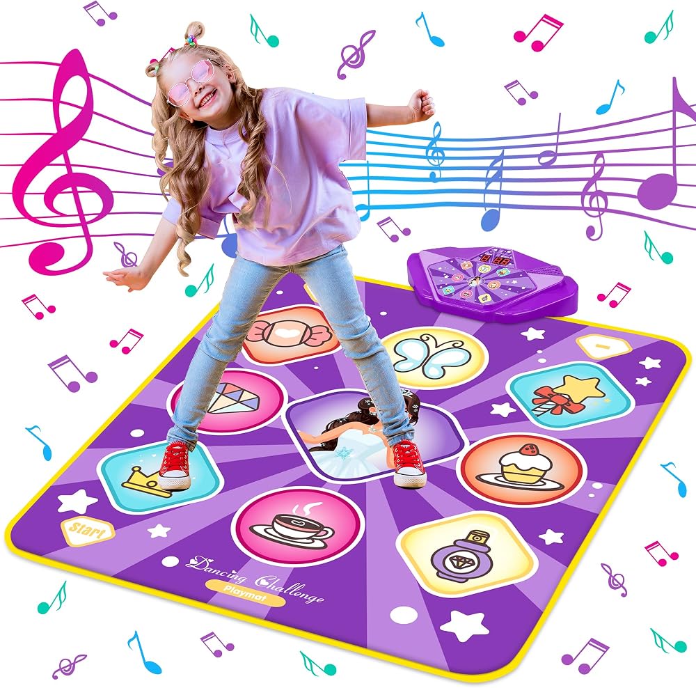 FHNSEL Dance Mat for Girls Light Up Dance Pad 9 Patterns 5 Modes Kids Toys