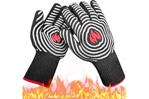 DEYAN BBQ Gloves, 932℉ Extreme Heat Resistant Oven Gloves, Kitchen Silicone Non-Slip Oven Mitts, Used for Grilling, Baking, Smoking, 1 Pair (Grey)