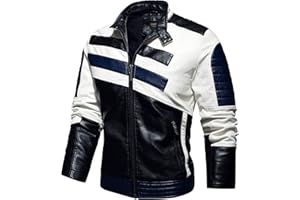 CBYEZY Stand-up collar men's motorcycle leather motorcycle racing suit color-blocking PU simulation leather jacket