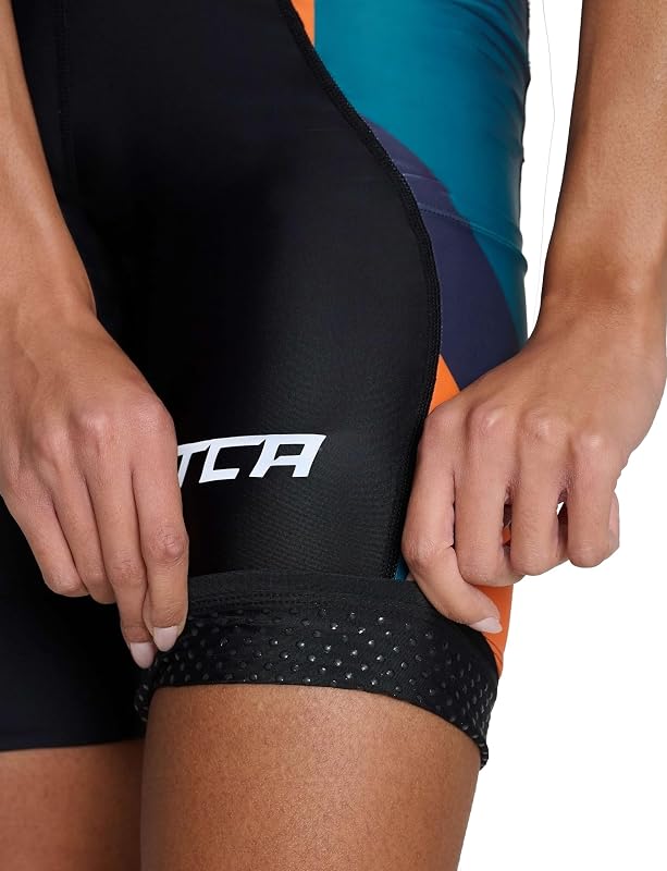 Cuissard Vélo À Bretelles Femme Rembourré – Cuissard Cyclisme avec Poches Latérales – Tissu Séchage Rapide Route, Gravel & VTT - Orange Graphic, S