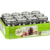 Ball 16oz Mason Jars Regular Mouth,12-Pack, Clear