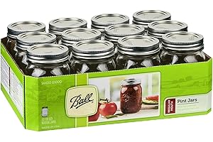 Ball 16oz Mason Jars Regular Mouth,12-Pack, Clear
