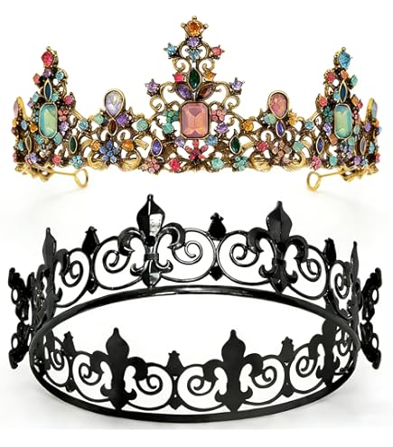 Amazon.com: 2 Pieces Baroque Crown King and Queen Crown Set  display picture 3