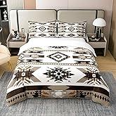 Erosebridal 100% Cotton Western Bedding Set,Southwest Aztec Comforter Cover,Ethnic Tribe Quilt Cover for Kids Teen Adults,Black White Brown Bedspread Cover,Vintage Bohemian Decor Queen Duvet Cover