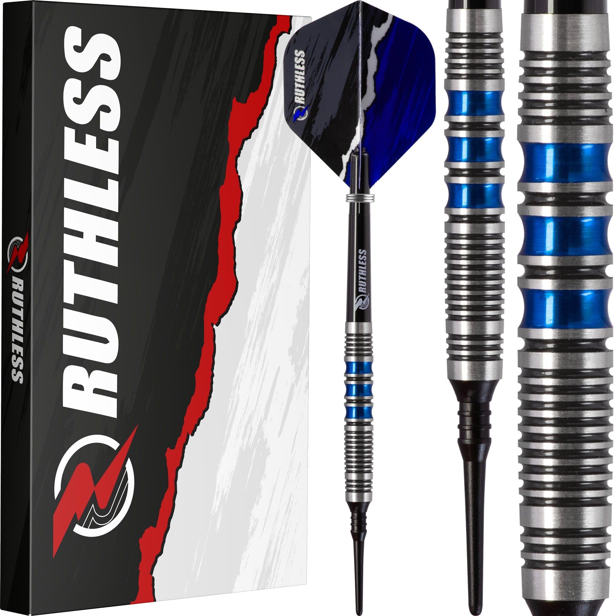 RUTHLESS | Blue Falcon Darts Set | Soft Tip Tungsten Darts | Blue | 18g