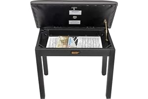 AURAY PBM-FS Metal Frame Piano Bench with Storage (Black)