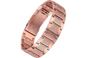 Feraco Copper Bracelet for Men 3X Strength,Magnetic Therapy Bracelet Copper Jewelry with Powerful 3800 Gauss Magnets
