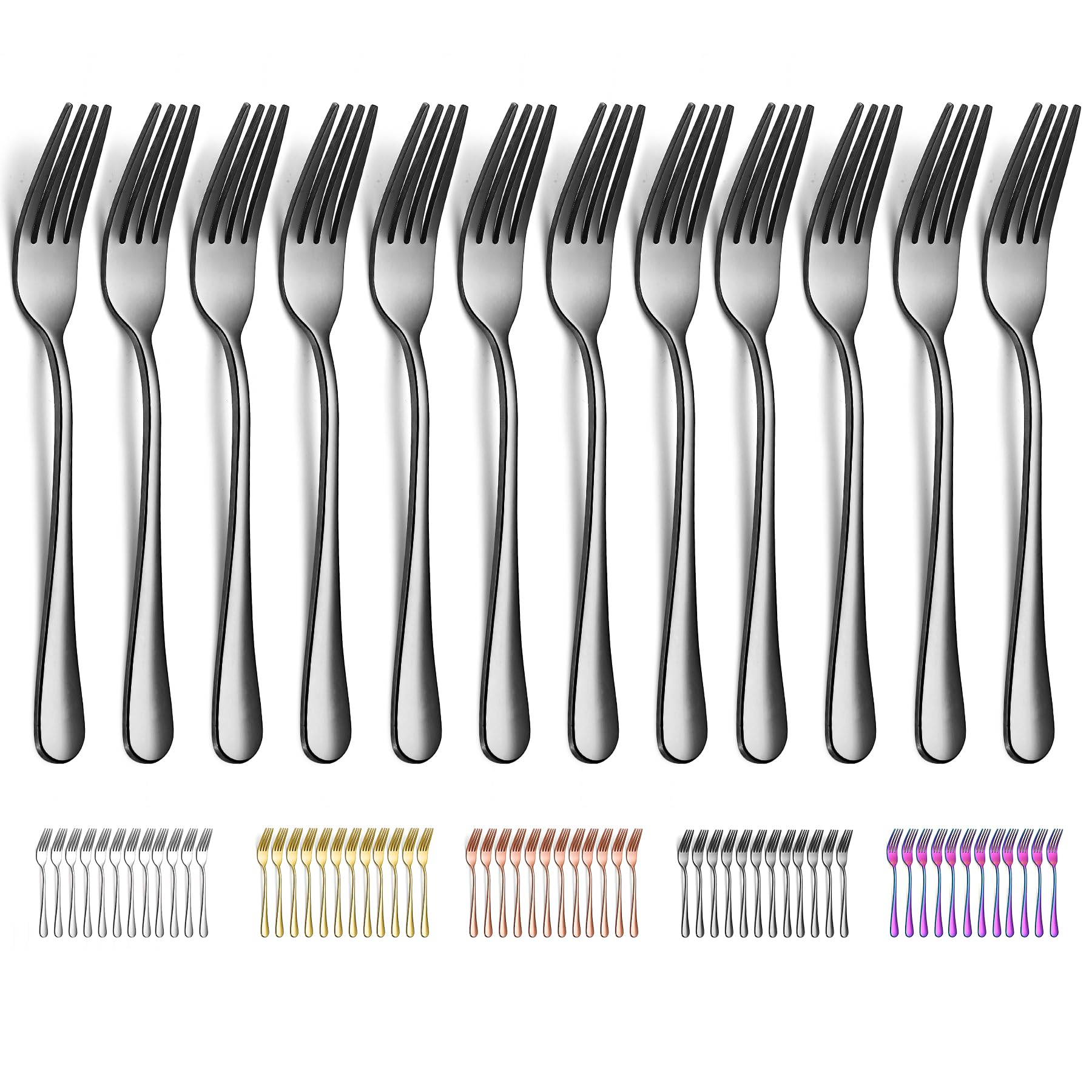 Evanda Black Dinner Fork 12 Pieces 20.5cm, Black Titanium Plating Stainless Steel Forks for Thanks for Giving, Chirsmas, Easy To Clean, Dishwasher Safe — image 1