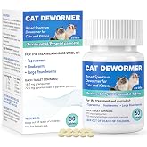 Dewormer for Cats and Kittens - Cat Dewormer All Worms Broad Spectrum | For Tapeworms, Roundworms &amp; Hookworms - 50 Tablets