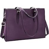 Laptop Bag for Women Waterproof Lightweight Leather 15.6 Inch Computer Tote Bag Business Office Briefcase Large Capacity Handbag Shoulder Bag Professional Office Work Bag Dark Purple