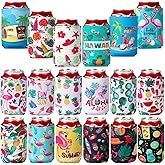 Bokon 18 Pieces Beer Can Cooler Sleeves 12-16 oz Neoprene Collapsible Cooler Can 3 mm Thick Insulated Cooler Sleeves for Soda Beer Can Drinks Holiday Drink Party Decorations Supplies(Hawaii)