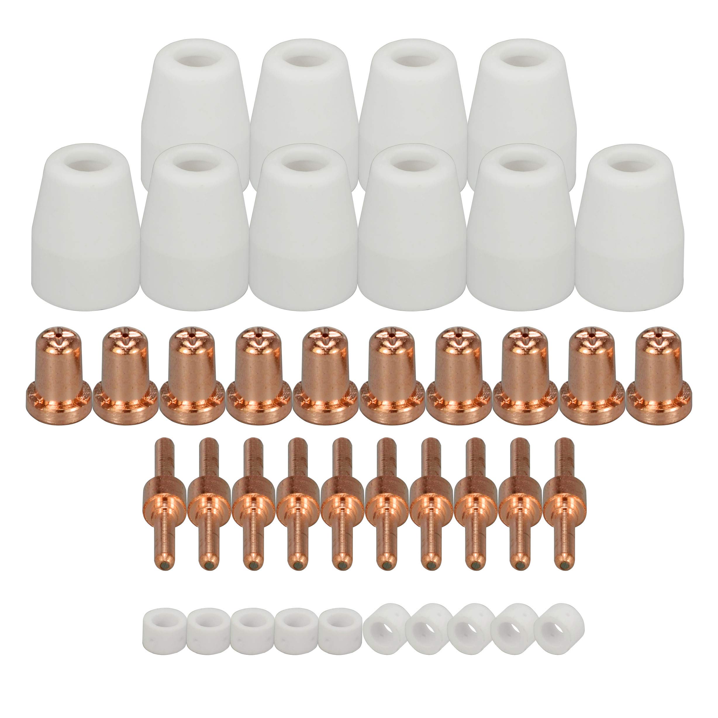 RIVERWELD L-TEC PT-31 JG-40 WSD-LG40 Plasma Electrode 18205L Tips Nozzle Extended 18866L Shroud Shield Cup 18204 Kit Fit Cut 50D 50 40 Plasma Cutter Torch 40pcs