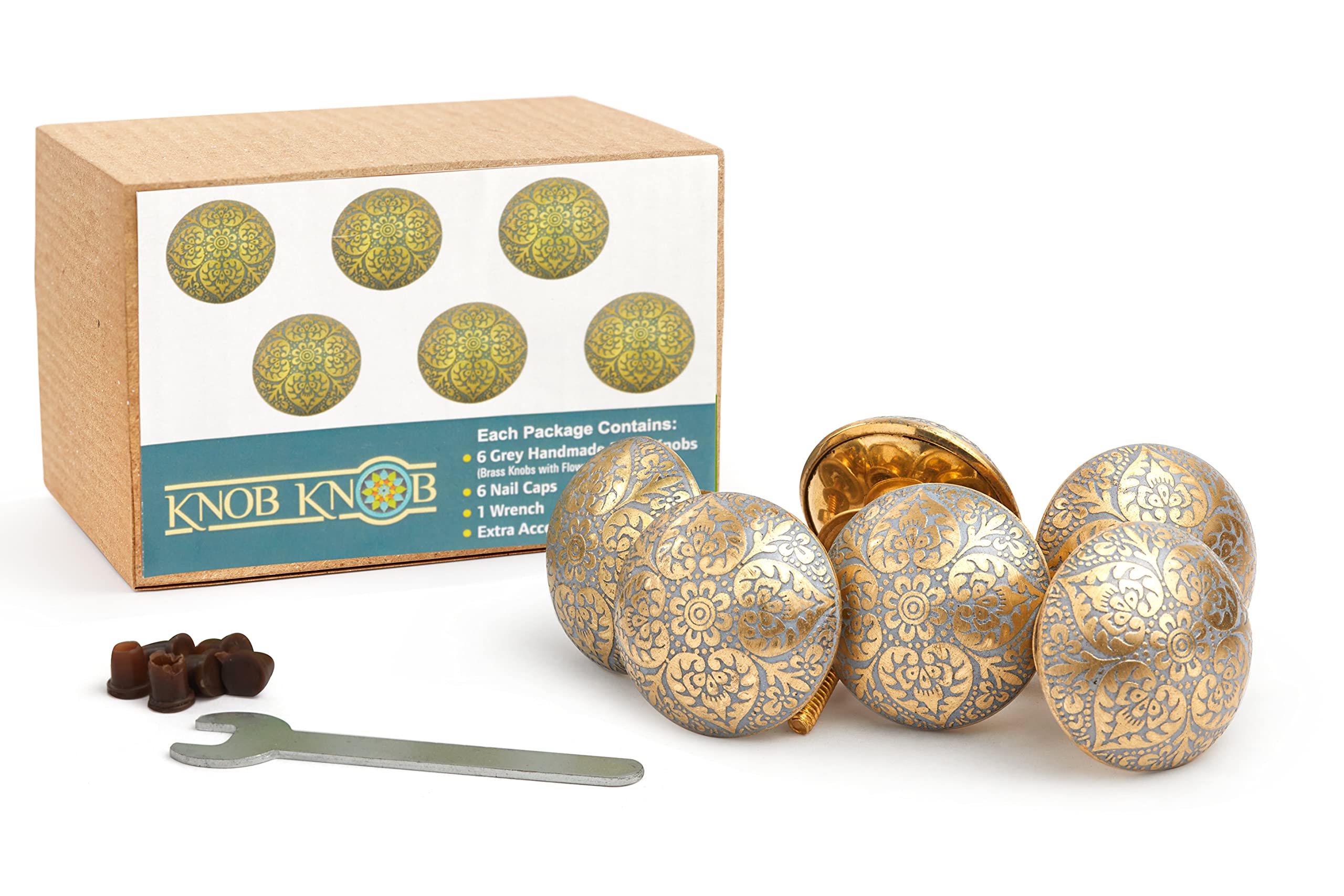 6 Handmade Brass Knobs | Brass Black Cabinet Knobs | Drawer Knobs Ideal for Any Home, Kitchen or Office | These Knobs for Dresser Comes with 1 Wrench & Extra Screw Cap (Black)