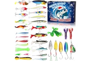 Fishing Advent Calendar 2025 Lure Set,24 Days Christmas Countdown Advent Calendar Fishing Gifts, Xmas Surprise Fish Bait Gift