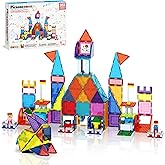 PicassoTiles 353pc Magnetic Brick and Magnet Tile Combo Set with Action Figures STEM Building Block Educational Construction Kit Preschool Classroom Toy Learning Activities for Kids Age 3 Plus PTL353