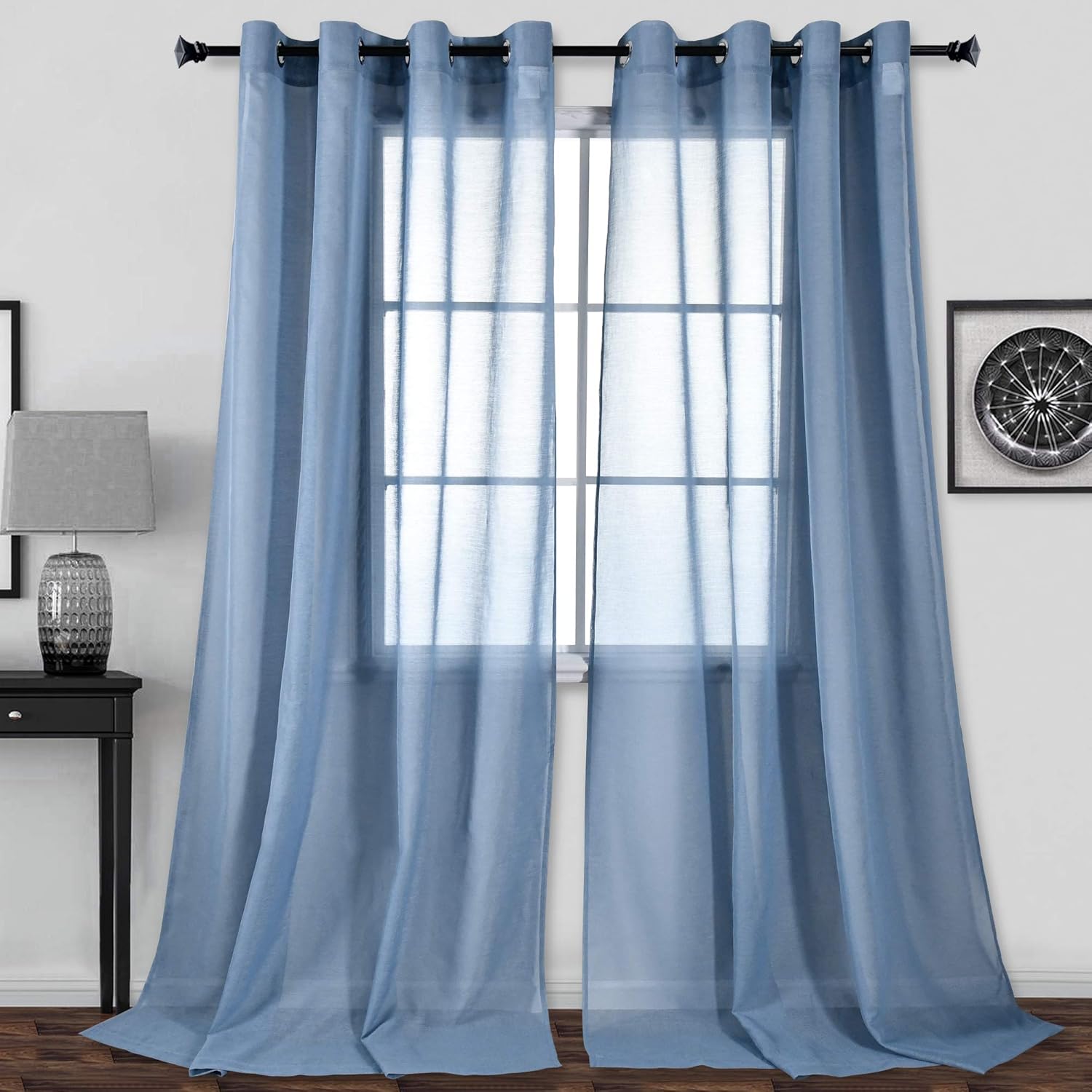 HUTO Grommet Sheer Curtains for Living Room 95 inches Long