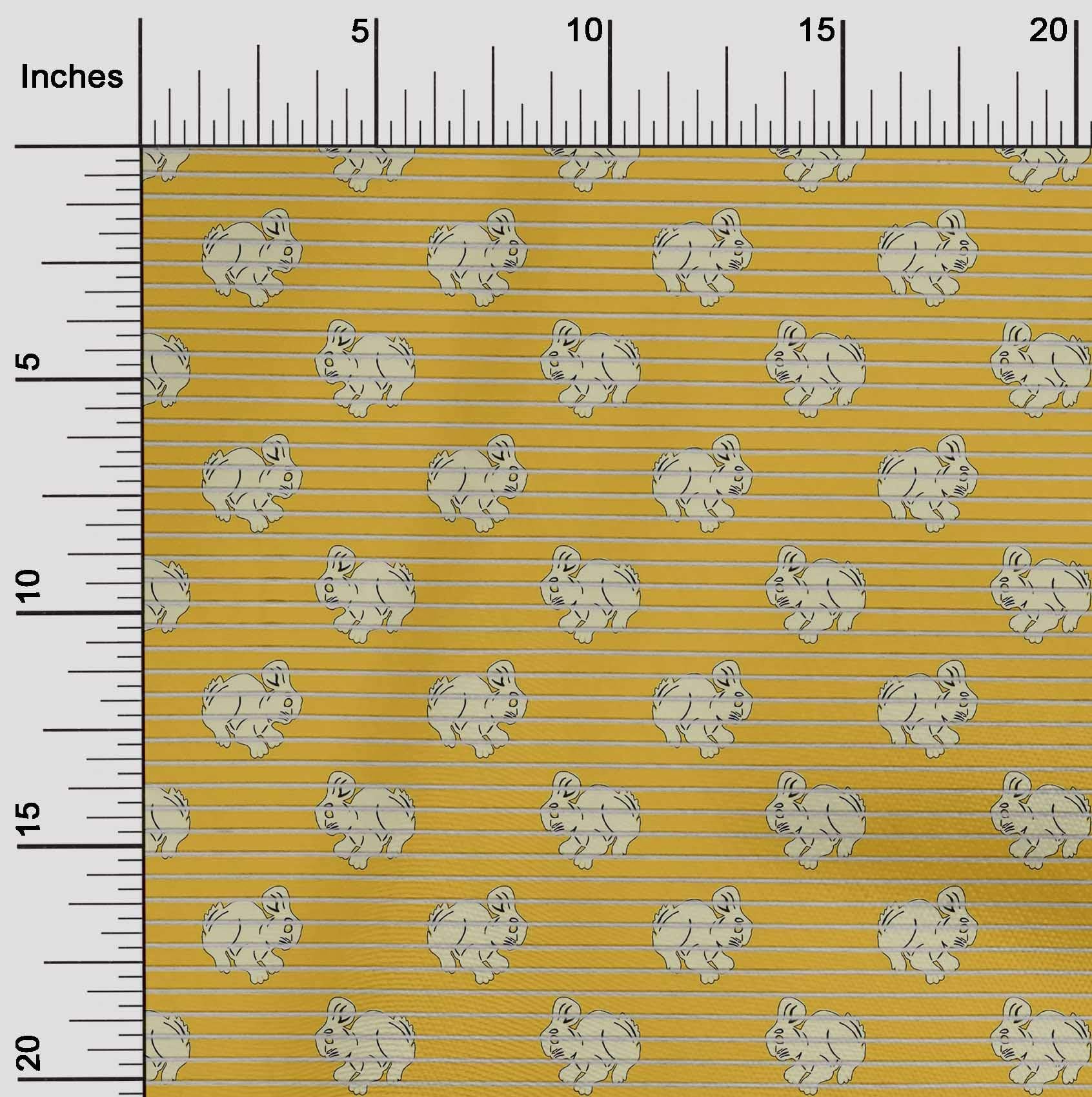 oneOone Poly Stripe Jacquard Fabric Rabbit Block Print Sewing Fabric by The Meter 56 Inch Wide
