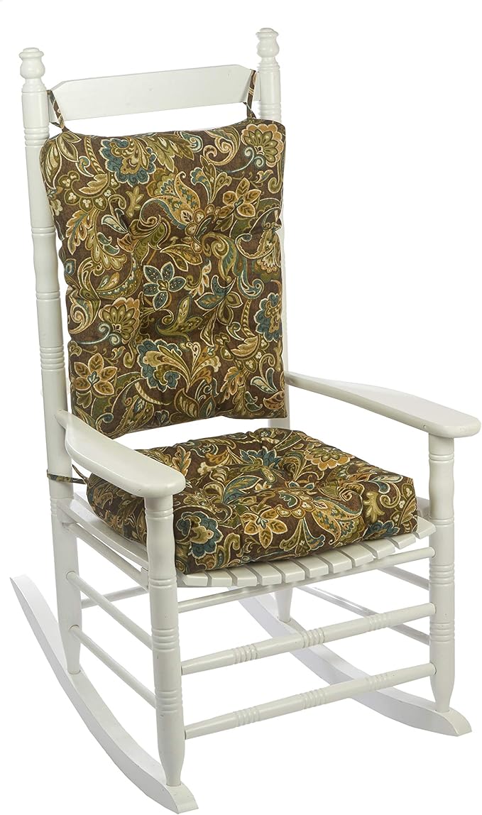 Amazon Com Klear Vu Indoor Outdoor Overstuffed Rocking Chair Pad Cushion Set 19 X 19 Brown Home Kitchen