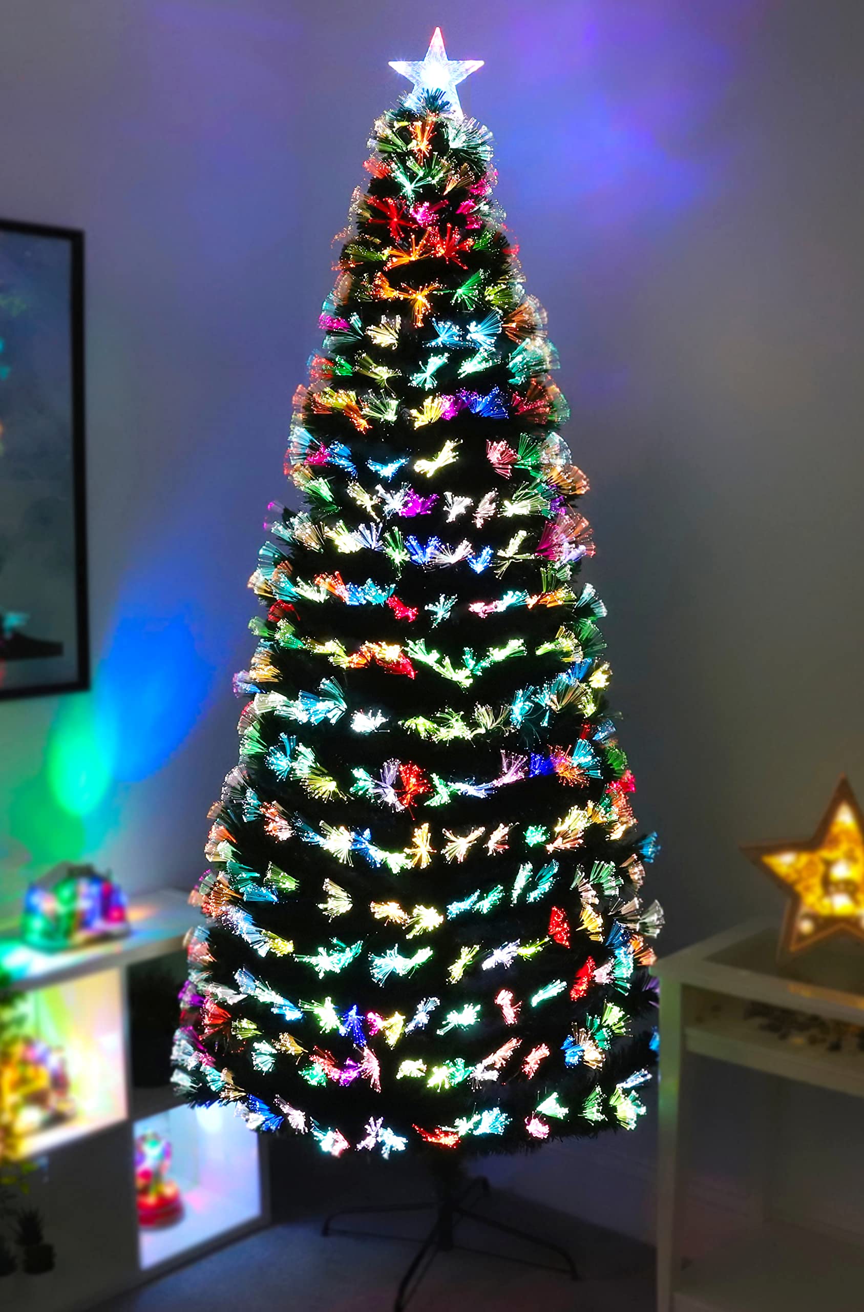 Christmas Concepts® 96" (2.4 Metre) Green LED Firework Fibre Optic Christmas Tree With Colour Changing LED Lights