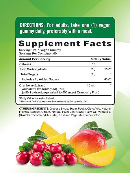 NATURE’S TRUTH CRANBERRY GUMMIES | 60 COUNT | VEGAN, NON-GMO & GLUTEN FREE SUPPLEMENT | CRANBERRY MANGO FLAVOR