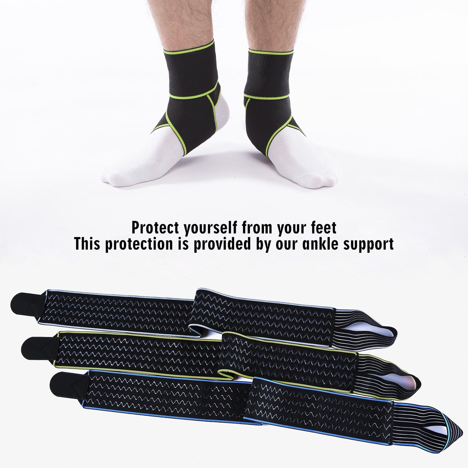 LOKEP Ankle Brace Breathable Ankle Support Adjustable Ankle Stabilizer with Compression Wrap Support, Suitable for Men & Women, Sports(2 Pack) -One Size Fits All (Green) : Sports & Outdoors