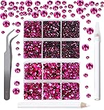 QOGIR 6300pcs Fuchsia Hotfix Rhinestones for Crafts