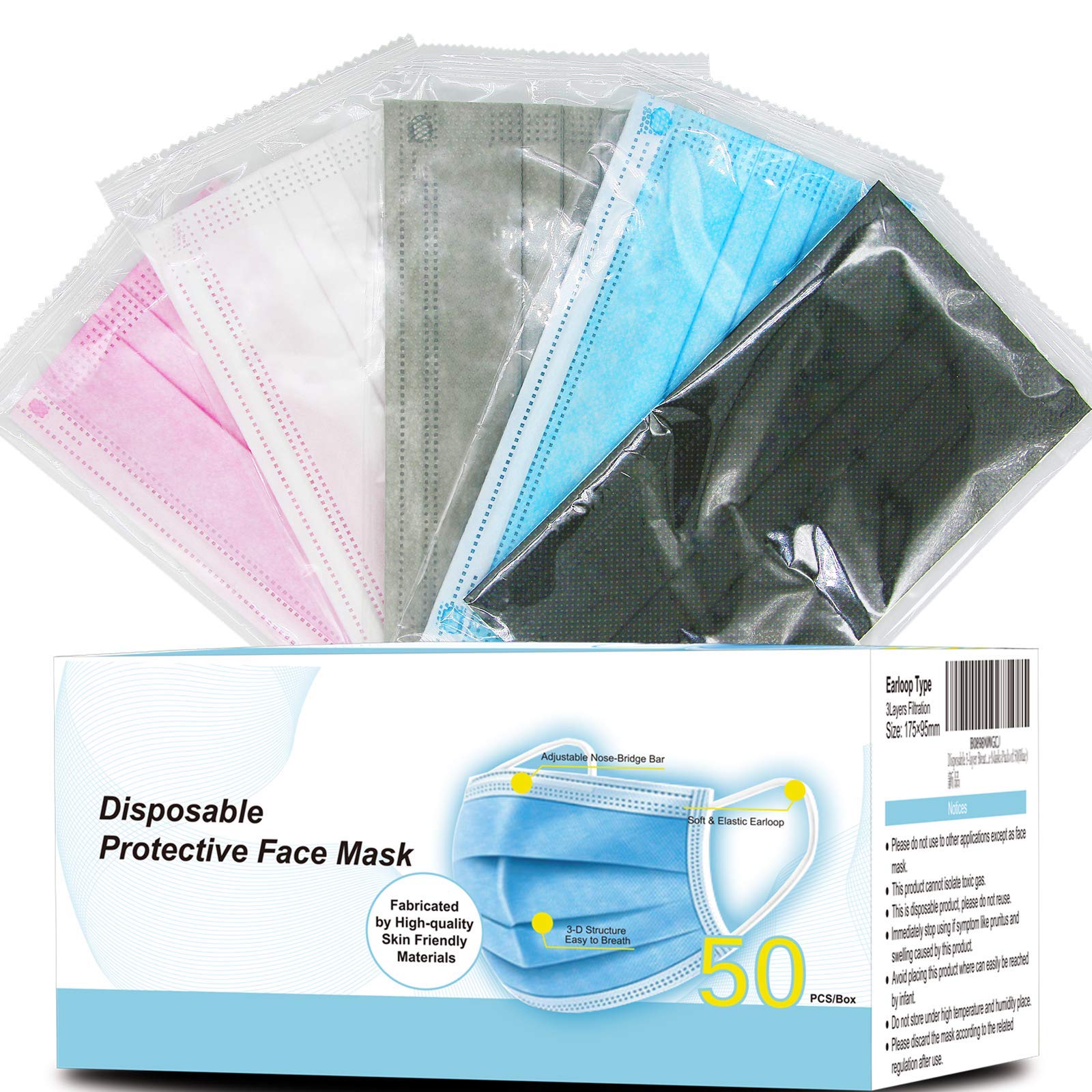 Hxihan Disposable Individually Wrapped Face Masks Metal Nose Clips 3 L | amzdealz