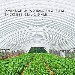 VEVOR Greenhouse Plastic Sheeting 24 x 50 ft, 6 Mil