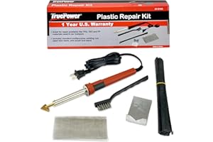 TRUEPOWER Plastic Welding Kit with Plastic Welder, Rods, Reinforcing Mesh, Hot Iron Stand, Wire Brush, 80 Watt, 120V - For DIY, Arts and Crafts, Car Bumper, Dashboard, Kayak, Canoe, Professional Surface Repair